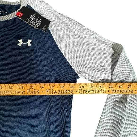 Under Armour Men’s Thermal Long Sleeve Shirt Blue Raglan Size Small NWT - Picture 5 of 8